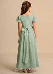 Azazie Joss Dusty Sage A-Line with Sleeves Chiffon Dress dusty_sage