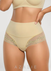 High Waist Tummy Control Lace Panel Briefs warm_beige