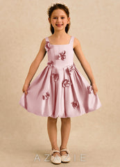 Azazie Lillian Powder Pink Ball-Gown Pleated Matte Satin Dress powder_pink