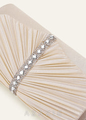 Crystal Pleated Satin Envelope Clutch Bag
