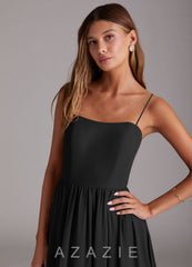 Azazie Calianna Black A-Line Off the Shoulder Chiffon Convertible Dress black