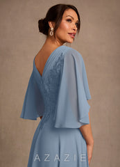 Azazie Tilda Dusty Blue A-Line Lace Chiffon Dress dusty_blue