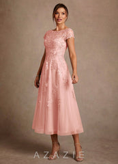 Azazie Jolanda Rosette A-Line Lace Dress rosette
