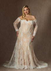 Azazie Katherine Wedding Dress Diamond White Champagne Mermaid Off the Shoulder Tulle Dress diamond_white/champagne