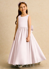 Azazie Nellia Blushing Pink A-Line Bow Matte Satin Dress blushing_pink