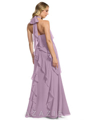 Azazie Velma Wisteria A-Line Side Slit Chiffon Dress wisteria