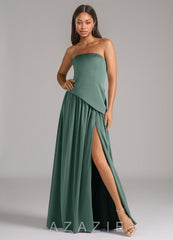 Azazie Adeline Eucalyptus A-Line Strapless Stretch Satin Convertible Dress