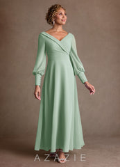 Azazie Paterson Agave A-Line Pleated Chiffon Dress