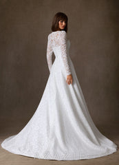 Azazie Kimani Diamond White A-Line Lace Dress diamond_white