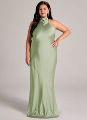 Azazie Velli Dusty Sage Mermaid High Neck Stretch Satin Dress dusty_sage