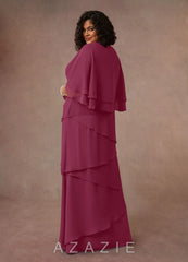 Azazie OHara Mulberry A-Line V-Neck Chiffon Dress mulberry