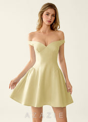 Tonietta Lemon Sorbet Off-the-Shoulder Satin Mini Dress