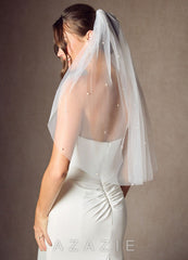Jenna Pearl Waist Length Veil diamond_white