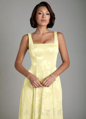 Azazie Persia Lemon Sorbet A-Line Corset Floral Jacquard Burnout Dress lemon_sorbet