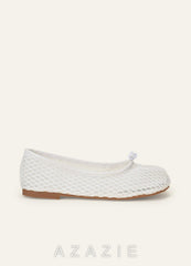 Mesh Split-Toe Tabi Fold Ballerina Ballet Flats ivory
