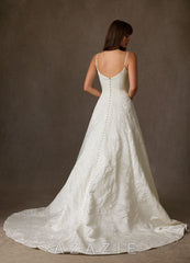 Azazie Selma Antique White A-Line Sweetheart Neckline Jacquard Dress antique_white