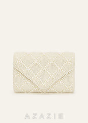 Scalloped Pearl Embellished Envelope Clutch