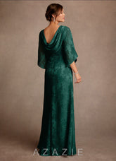 Azazie Anaheim Pine Sheath Pleated Floral Burnout Dress