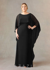 Azazie Dion Black Sheath Scoop Stretch Crepe Dress black