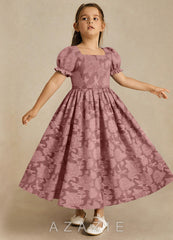 Azazie Joss Dusty Rose A-Line with Sleeves Floral Burnout Dress dusty_rose