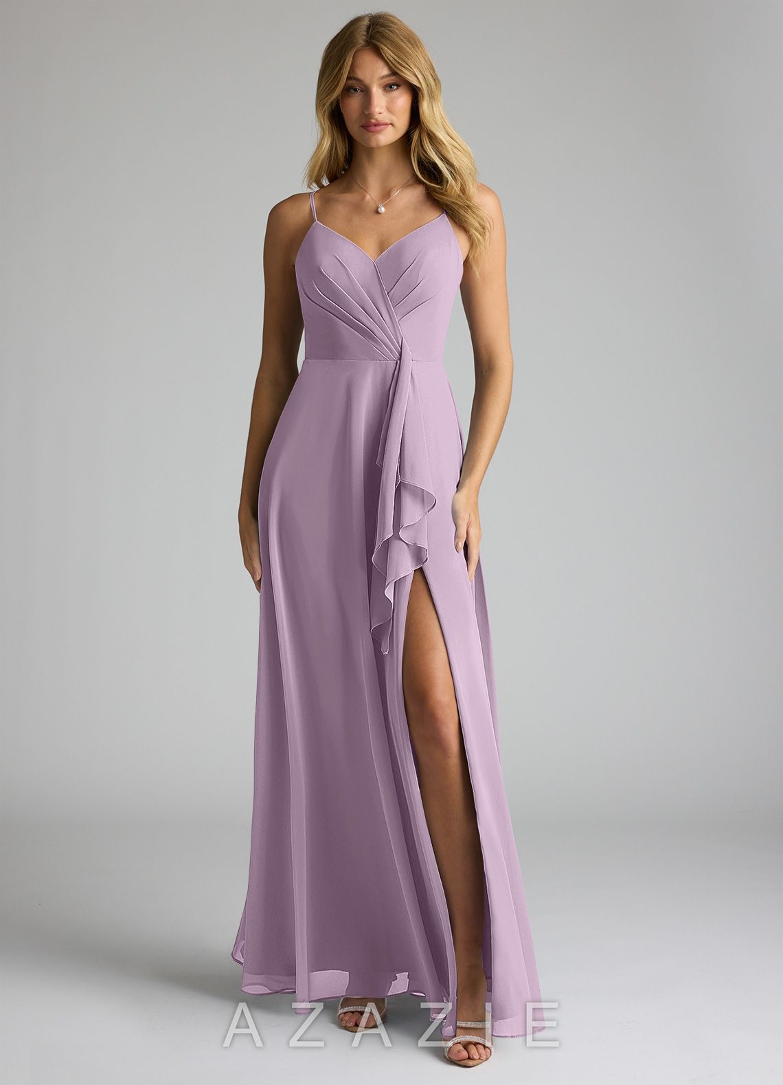 Azazie Akita Wisteria A-Line Chiffon Dress