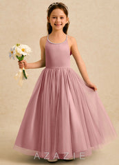 Azazie Aurora Dusty Rose A-Line Bow Tulle Dress dusty_rose