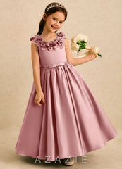 Azazie Eden Dusty Rose Ball-Gown Pleated Matte Satin Dress dusty_rose