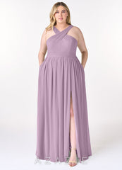 Azazie Elvira Wisteria A-Line Pleated Chiffon Dress wisteria
