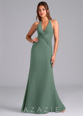 Azazie Valerie Eucalyptus Mermaid Pleated Chiffon Dress