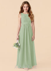 Azazie Skyla Junior Dusty Sage A-Line Pleated Chiffon Dress dusty_sage