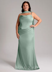 Azazie Sorrel Agave Mermaid Strapless Stretch Satin Convertible Dress agave