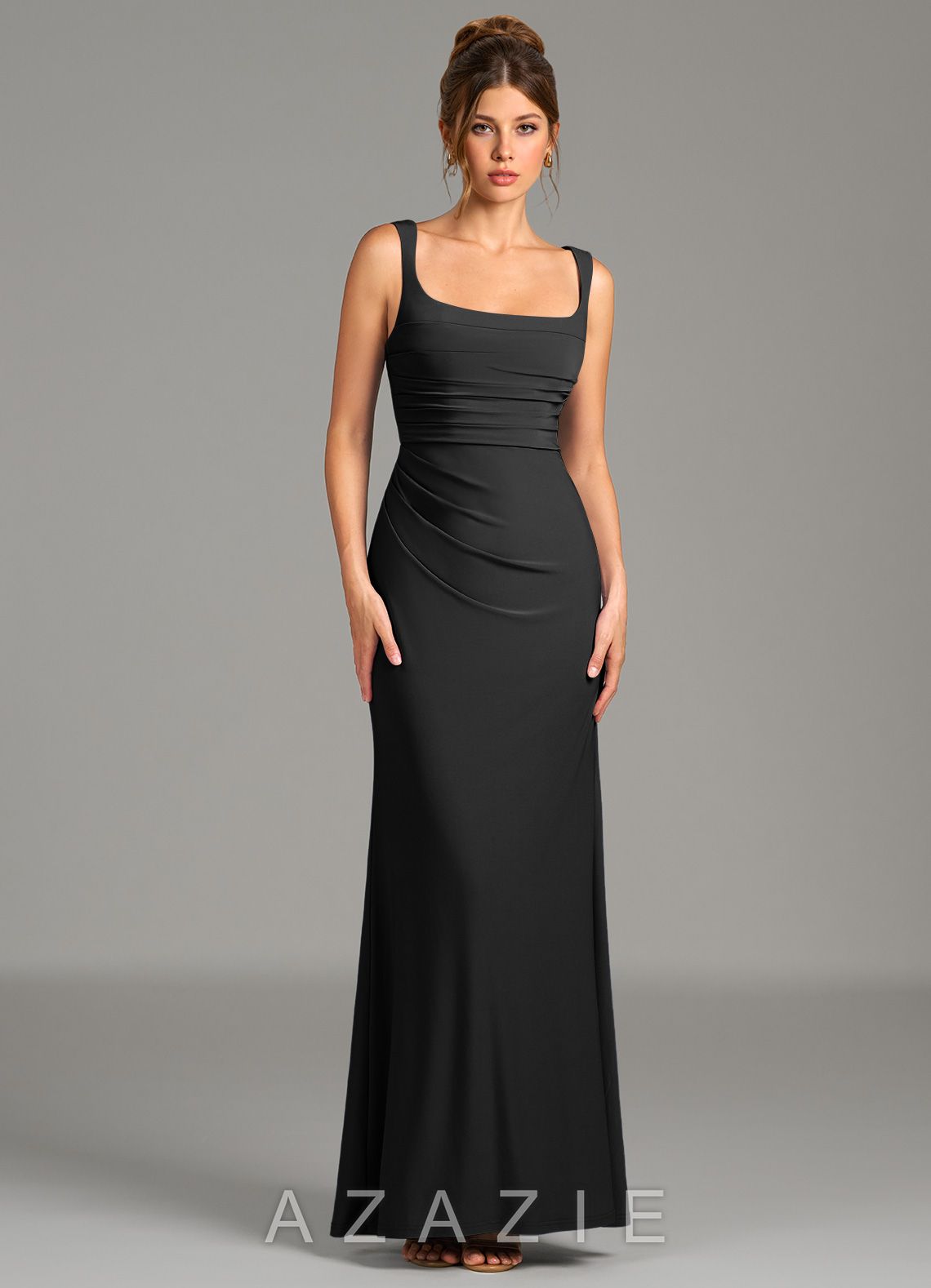 Azazie Agustina Black Mermaid Corset Premium Stretch Jersey Dress