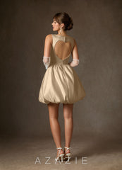 Azazie Blossom Champagne A-Line with Pockets Satin Dress