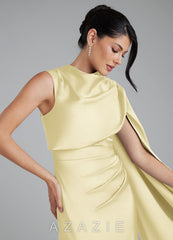 Azazie Taj Lemon Sorbet Mermaid Corset Stretch Satin Dress lemon_sorbet