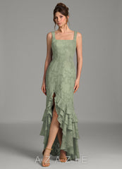 Azazie Apolline Agave Mermaid Corset Floral Burnout Dress
