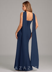 Azazie Kinsley Dark Navy Mermaid Pleated Chiffon Dress dark_navy