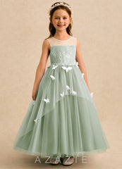 Azazie Mariposa Dusty Sage Ball-Gown Lace Tulle Dress dusty_sage