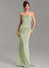 Azazie Adrienne Dusty Sage Mermaid Corset Stretch Satin Convertible Dress