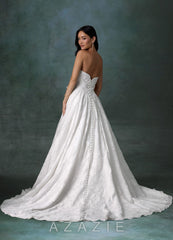 Azazie Ariana Diamond White Ball-Gown Strapless Floral Burnout Dress