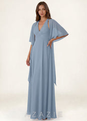 Azazie Matching Color Chiffon Tie-Front Shawl dusty_blue