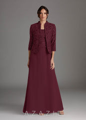 Azazie Cornelia Cabernet Sheath Square Neckline Sequins Chiffon Dress