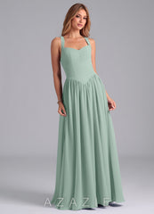 Azazie Francis Agave A-Line Corset Chiffon Dress agave