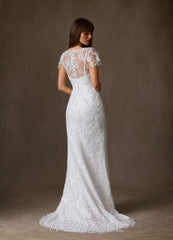 Azazie Tiana Diamond White Sheath Lace Dress