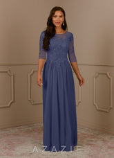 Azazie Harriet Stormy A-Line Scoop lace Mesh Dress