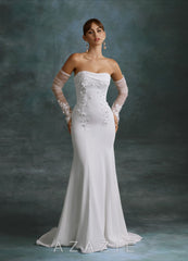 Azazie Katniss Diamond White Mermaid Strapless Crepe Back Satin Dress
