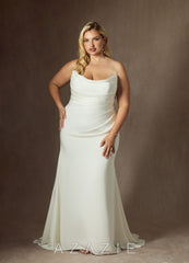 Azazie Elyse Diamond White Mermaid Strapless Crepe Back Satin Dress
