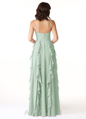 Azazie Peyton Agave A-Line Ruched Chiffon Dress agave