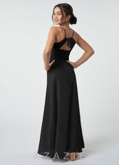Azazie Avelina Junior Black A-Line Pleated Chiffon Dress black