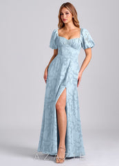 Azazie Mirian Sky Blue A-Line Sweetheart Neckline Floral Burnout Dress sky_blue