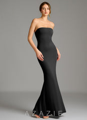 Azazie Shaniya Black Mermaid Strapless Premium Stretch Jersey Dress black
